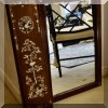 DM06. The Bombay Company wooden mirror with brass flower embellishments (26”h x 20.5”w) and two panels with inlaid mother of pearl. 